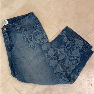 White House Black Market Embroidered Cropped Jeans